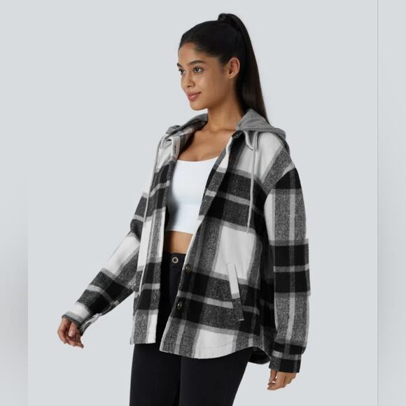 NWT Halara Hooded Plaid Jacket Size XS - Picture 1 of 9